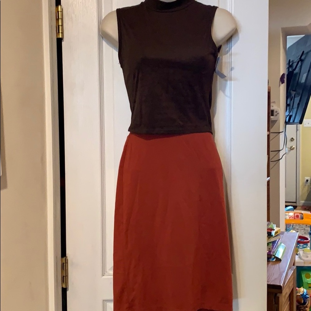 Pumpkin colored pencil skirt